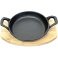 thumbnail image 4 of CUISILAND Pre-seasoned Mini Cast Iron Round Pan /Frypan/Dish Pan With Wood Base (DIA 5.5"), 4 of 4