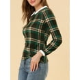 thumbnail image 5 of MODA NOVA Junior's Plaid Peter Pan Collar Long Sleeve Shirt Blouse Green Brown XXL, 5 of 5