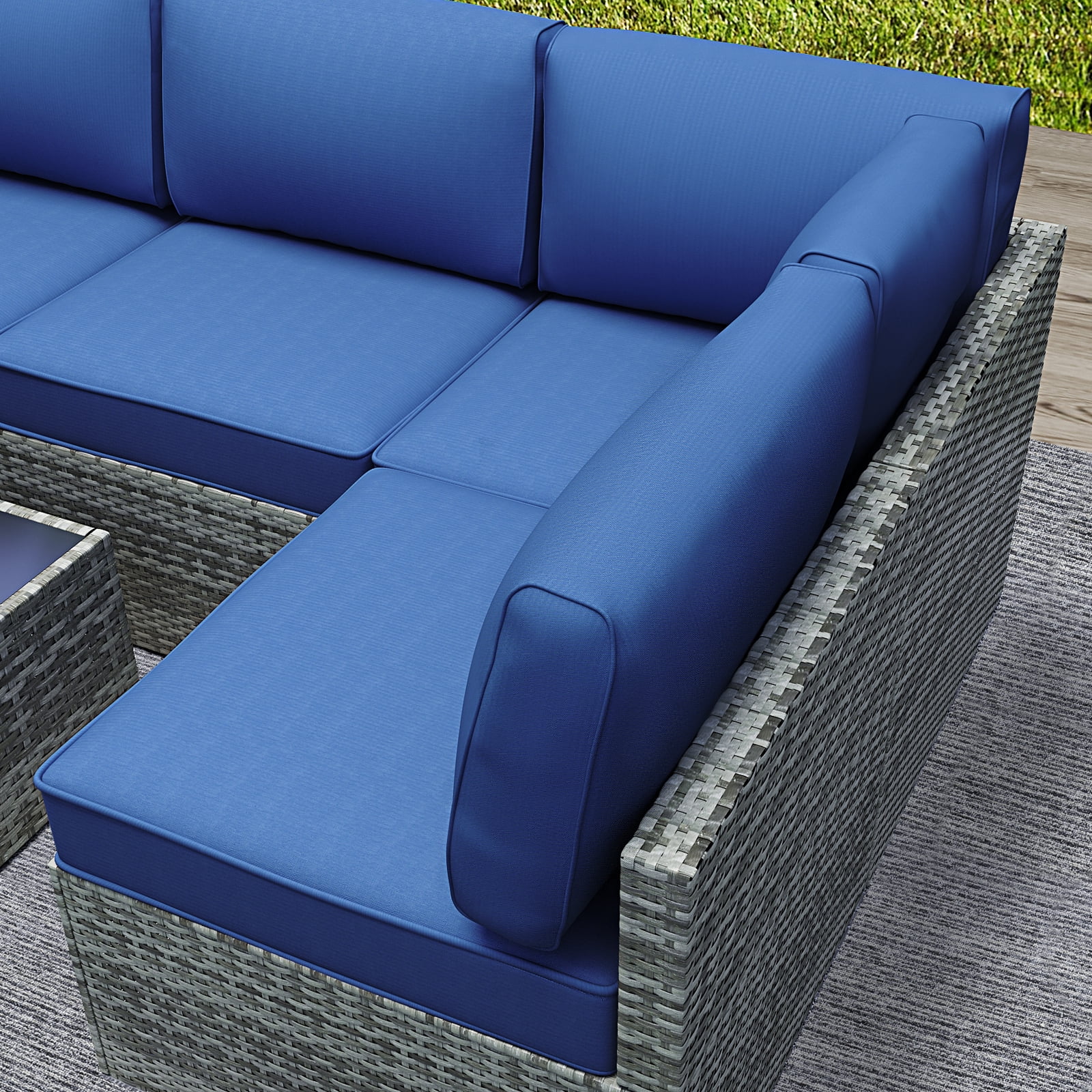 Outdoor Cushions Set of 14 for 7 Pieces Sectional Rattan Conversation Sets,Outdoor Furniture Replacement Cushions for Patio Furniture,4-INCH Replacement Sofa Cushions