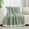 thumbnail image 6 of Chenille Waffle Knit Throw Blanket Reversible Bedding Blanket,50" X 60",Sage Green, 6 of 6