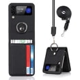 thumbnail image 1 of Ultra Slim Leather Wallet Case Compatible With Samsung Galaxy Z Flip 3 With Card Slots Lanyard, 1 of 3