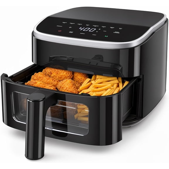 4QT Air Fryer with Visible Window, 1500W Digital Touchscreen Air Fryer with 8 Presets, Auto Shut Off & Nonstick Dishwasher Safe Basket, 60-Min Timer, Max 400°F