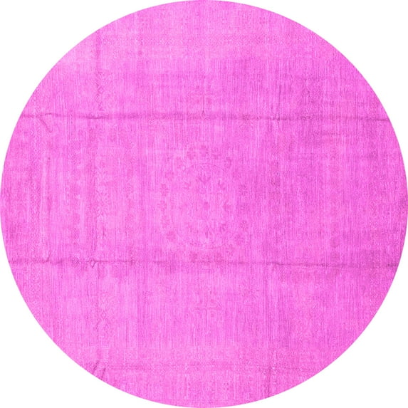 Ahgly Company Indoor Round Abstract Pink Modern Area Rugs, 6' Round