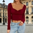 thumbnail image 2 of DHFJKG Womens Long Sleeve Shirts Crop Top Slim Fit Sweetheart Neck Basic Tee Soft Stretch 2026 Fall Top Comfortable Stylish Tops, 2 of 4