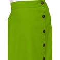 thumbnail image 4 of Women's Cotton A-line Button Front High Waist Front Slit Knee Length Skirt, Color : Parrot Green, Size: L, 4 of 6