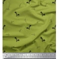 thumbnail image 1 of Soimoi Green Rayon Fabric Black Sketch Feather & Dots Print Sewing Fabric Yard 42 Inch Wide, 1 of 3