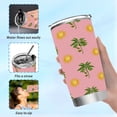thumbnail image 6 of 20oz Double-Wall Vacuum Insulated Stainless Steel Tumbler with Straws Sports Mugs BPA-Free Green Palm Tree Pattern, 6 of 7