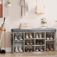 thumbnail image 2 of Shoe  with Storage - 10-Cubby Entryway  with Thick Cushioned Seat, Adjustable Shelves & Storage Bag, Shoe Rack Organizer for Mudroom, Hallway, Living Room, Grey, 2 of 8