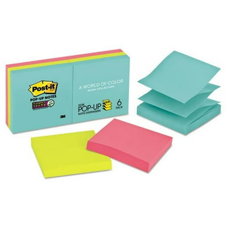 Pastel Colors Refill Notes - 3M R3306SSMIA 3 x 3 in. Pop-Up Note Refill, Miami, 90 per Pad - 6 Pads per Pack