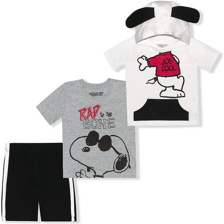 

Snoopy Boys 3 Piece Hooded Tee and Short Set Toddler