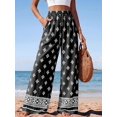 thumbnail image 4 of Wrongduck Womens Pants Elastic Waist Floral Lightweight Palazzo Pants for Women Casual Lounge Wide Leg Pants Woman, 4 of 12