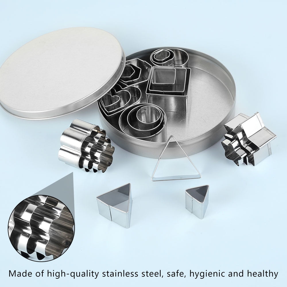 3pcs/set Stainless Steel Flower, Heart, Circle, Hexagon, Star Shaped Biscuit  Cutter In Silver, Baking Tool