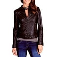 thumbnail image 2 of DODICI Women Fashion Moto Genuine Leather Jacket (Oxblood, XXL), 2 of 8