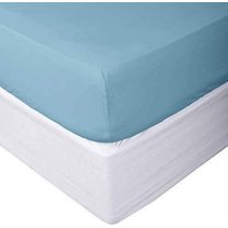 Alive Pixels Fitted Sheet Blue Solid 100% Cotton 1Pc 24 inch Pocket 1000TC (Twin-XL, Blue)