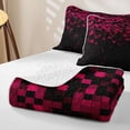 thumbnail image 4 of jejeloiu Pink Pixelated Grid Twin Quilt Set Kids,Modern Geometric Checkered Twin Coverlet Set For Boys,2pcs, 4 of 7