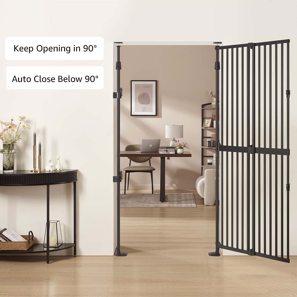 unipaws 75" High Extra Tall Cat Gate, 21"-34" Wide Safety Gate for Doorway, Black