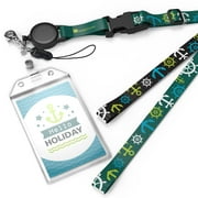 GreatShield Cruise Ship Lanyard Universal Badge Card ID Holder, Weather Resistant PVC Zip Seal Pouch with Retractable Reel & Detachable Release Snap - Blue/Black