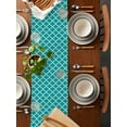 thumbnail image 2 of nqOlkjepod Teal Morocco Table Runner 108 Inches Long Farmhouse Dress Scarves, Ethnic Boho Minimalist Abstract Geometric Dining Tablerunner for Coffee Table/Kitchen Island/Party Décor, 13" x 108", 2 of 8