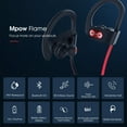 thumbnail image 3 of Mpow Bluetooth Headphones, Wireless Sports Earbuds IPX7 Waterproof Earphones with Mic for Workout and Sports, in Ear Earphones - Red, 3 of 10