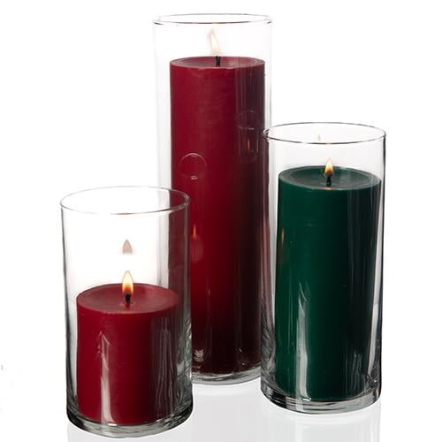 Richland Pillar Candles & Eastland Cylinder Holders Christmas Time Set