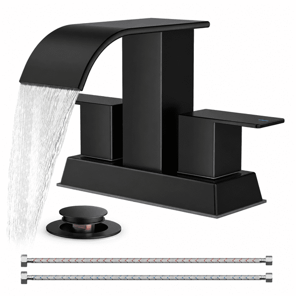 Matte Black Centerset Faucets, 4 Inch 2 or 3 Hole Bathroom Sink Faucet with Pop-Up Drain