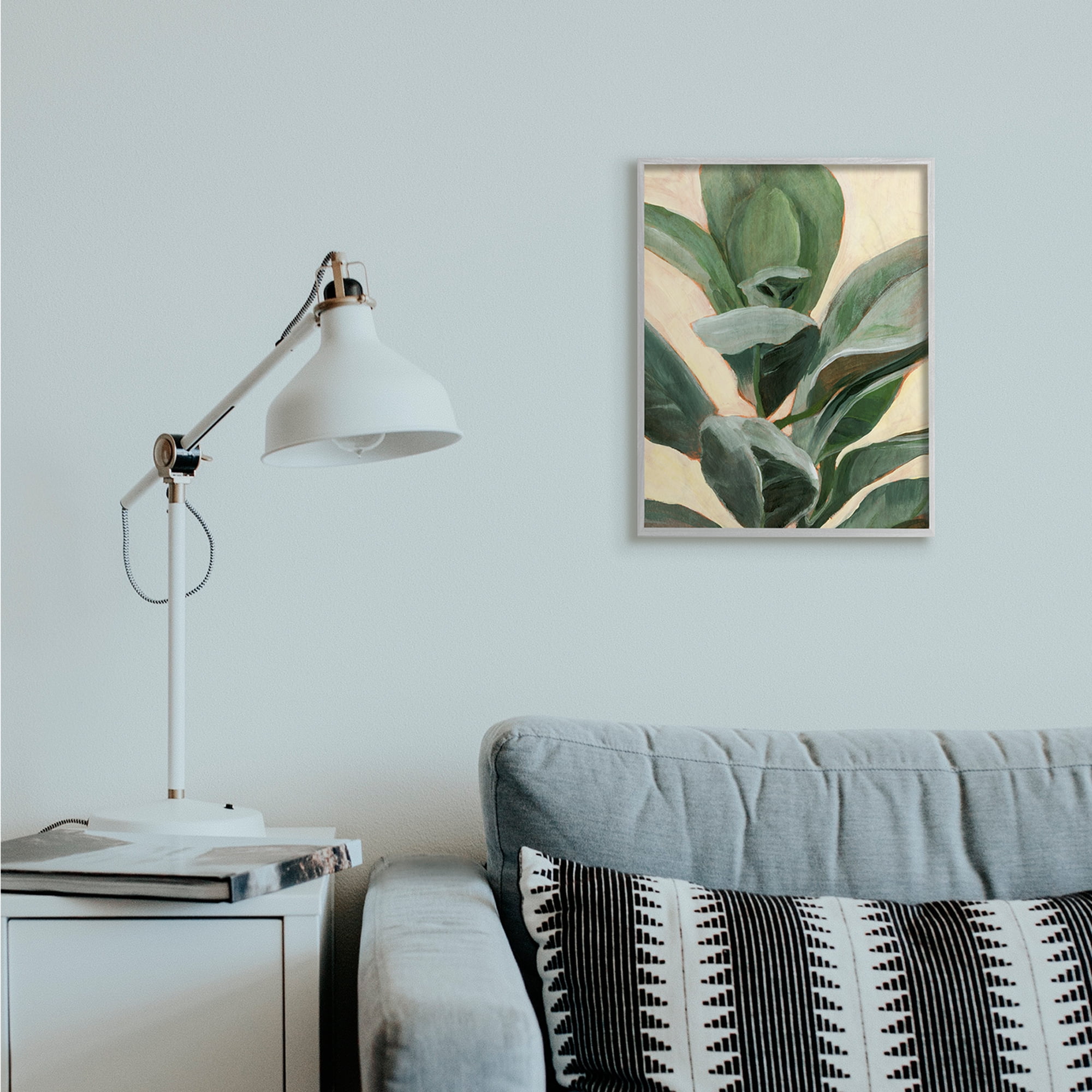 Stupell Industries Plant in Pot Study Curved Green Branches Grey Framed, 16 x 20, Design by Annie Warren