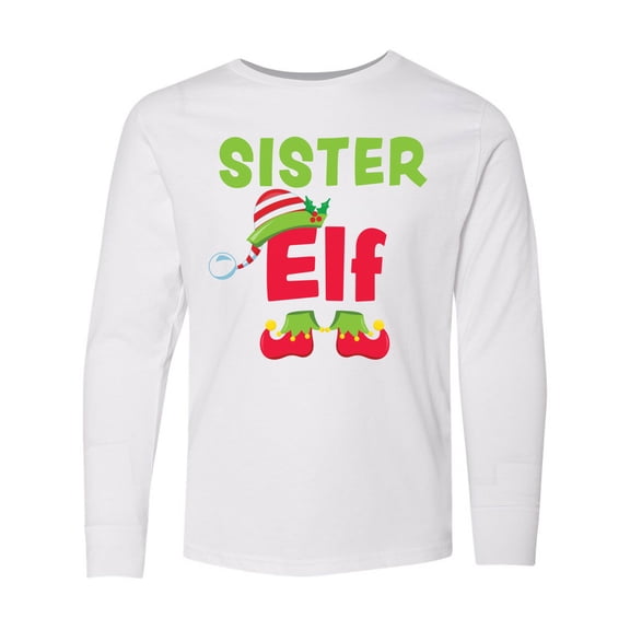 Inktastic Christmas Sister Elf Long Sleeve Youth T-Shirt