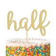 thumbnail image 1 of Cake Topper MYAMPED Medio Cumpleaños Dorado con Brillo, 1 of 6