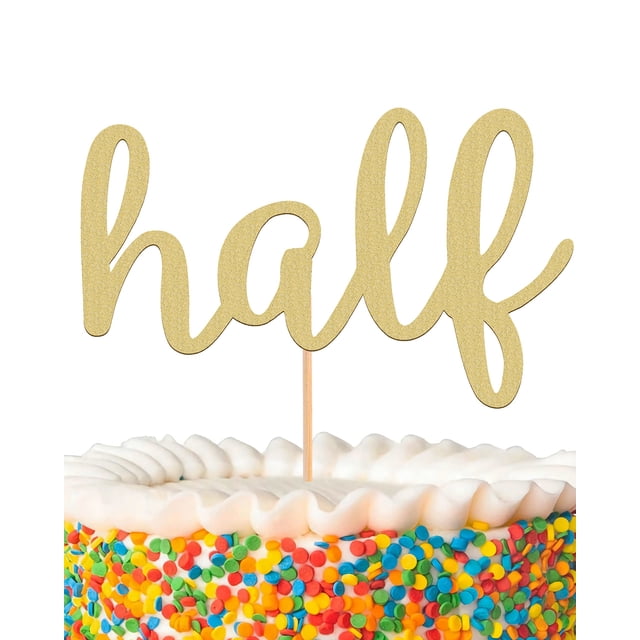 Cake Topper MYAMPED Medio Cumpleaños Dorado con Brillo
