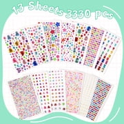 Neasyth Self Adhesive Gem Stickers 3330 Pcs Rhinestone Stickers, Gemstone Pearl for DIY Crafting, Face Jewels for Makeup