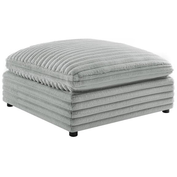 Pemberly Row 40" Square Ottoman in Plush Gray Cord-like Fabric