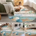thumbnail image 5 of Round Rug 4Ft Washable Non-Slip, Teal Brown Beach Coastal Circle Area Rugs for Living Room Bedroom, Summer Nautical Coral Shell Botanical Vintage Indoor Floor Mats Carpet Runner for Home Decor, 5 of 8