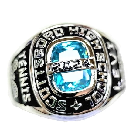 USA Jour Nouveau Jewelry Personalized Class Ring for Men, Customized Graduation Gift, Classic Men's Ring -Platinum Plated Sterling Silver