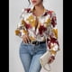 thumbnail image 4 of Camisas de Estilo Bohemio con Cuello en V, Botones y Mangas Largas con Estampado Floral para Mujer, para Otoño. Rojo y Amarillo S, 4 of 9