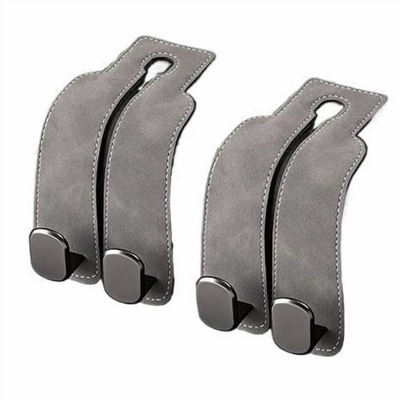 Baoyemes 2 Pack Car Seat Back Storage Hook, PursHolder for Car, Made of Leather and ABS,Gray