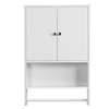 Easyfashion Wooden Bathroom Storage with Adjustable Shelves, White