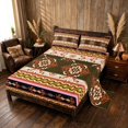 thumbnail image 2 of Manfei Damask Floral Bed Sheets, Baroque Flower Fuul Size Sheets, Orange and Beige, Black Reversible 4pcs1 Flat Sheet + 1 Fitted Sheet + 2 Pillowcases, 2 of 6