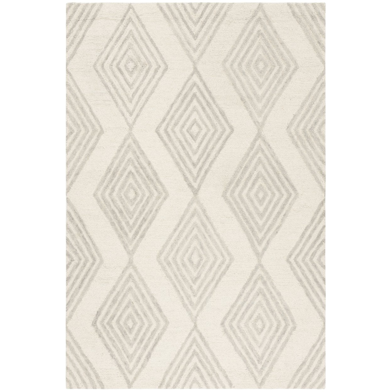 SAFAVIEH Blossom Winston Geometric Wool Area Rug, Ivory/Silver, 4' x 6'