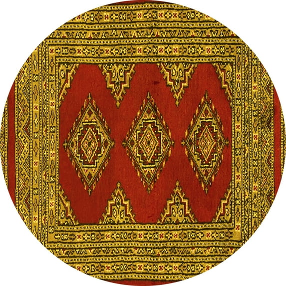 Ahgly Company Indoor Round Persian Yellow Traditional Area Rugs, 8' Round