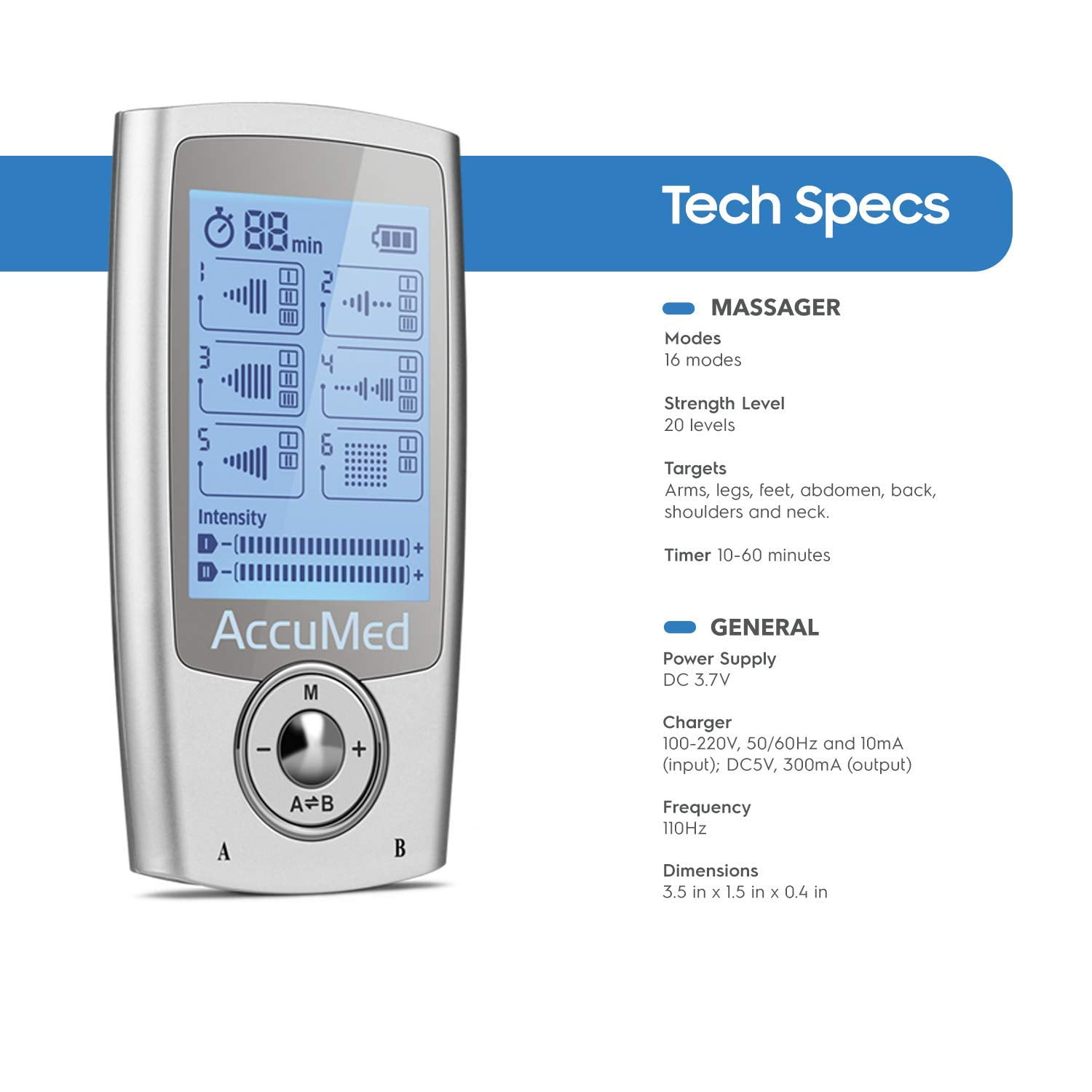 Buy AccuMed Rechargeable Tens Unit Muscle Stimulator EMS Electronic