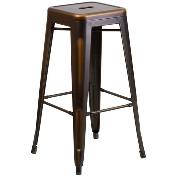 Bowery Hill 30" Metal Backless Bar Stool in Distressed Copper