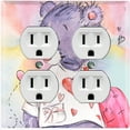 thumbnail image 1 of Metal Light Switch Wall Plate Outlet Cover (Love Friend Purple Teddy Bear Heart Pillow - Double Duplex), 1 of 2