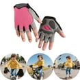 thumbnail image 2 of Kids Bike Gloves Toddler Half Finger Fingerless Workout Gloves Non Gel for Bike Motorcycle Pink 4 Years-6 Years, 2 of 3