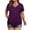 Purple, variant on Sevevn Women's V-neck Center Hollow Fashionable Solid Color Plus Size Short Sleeved T-Shirt Khaki XL