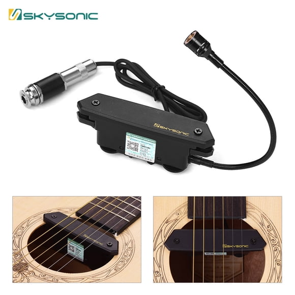 SKYSONIC T-902 Acoustic Guitar Active Soundhole Pickup Magnetic + Microphone Dual Pickup Systems with Volume Controls for Classic Folk Guitars