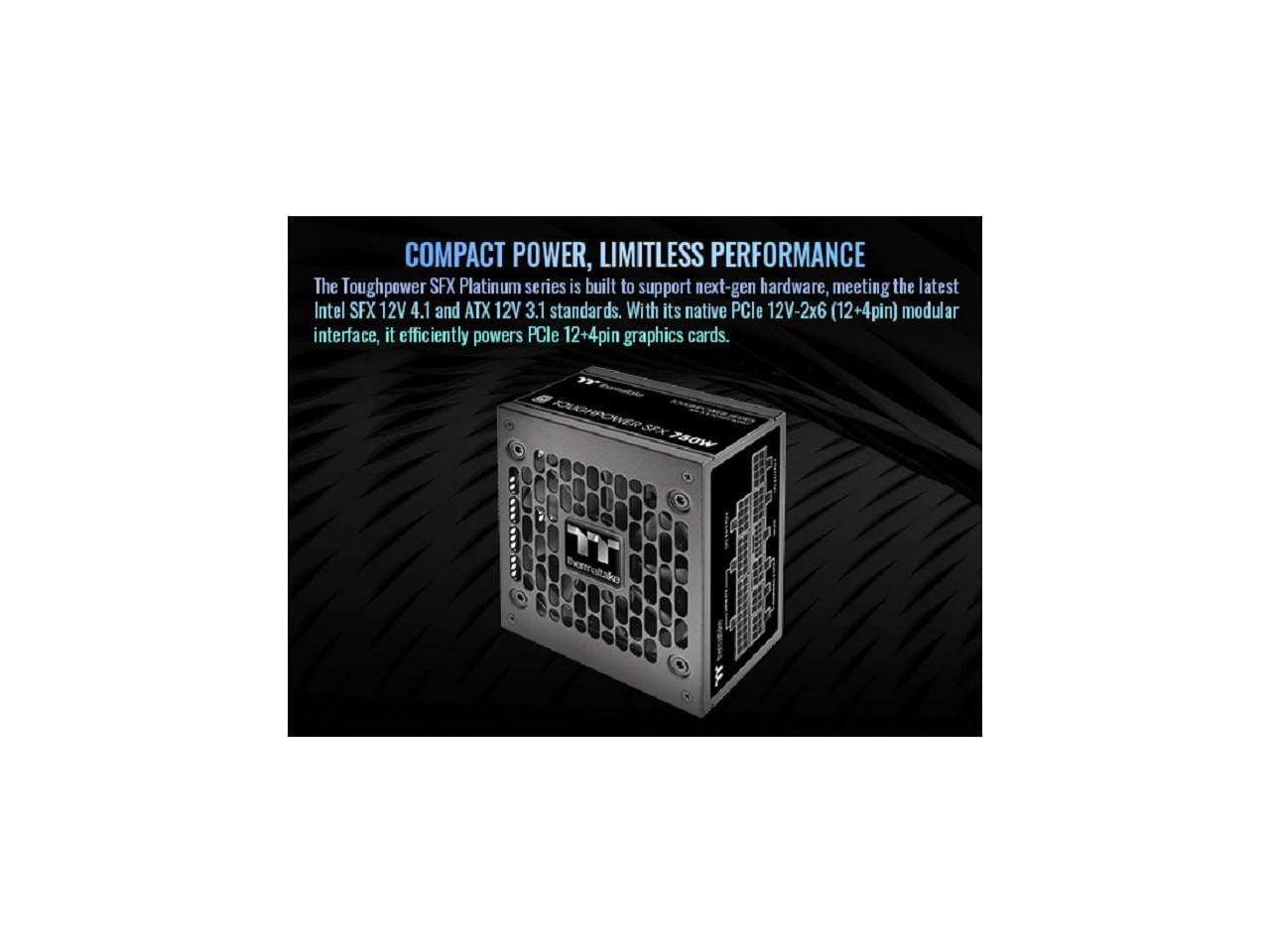 Thermaltake Toughpower SFX 750W 80Plus Platinum ATX 3.1 300W 12V-2x6 Connector Included; Full Modular; 90mm Fan; PS-STP-0750FNFAPU-1; 7 Year Warranty