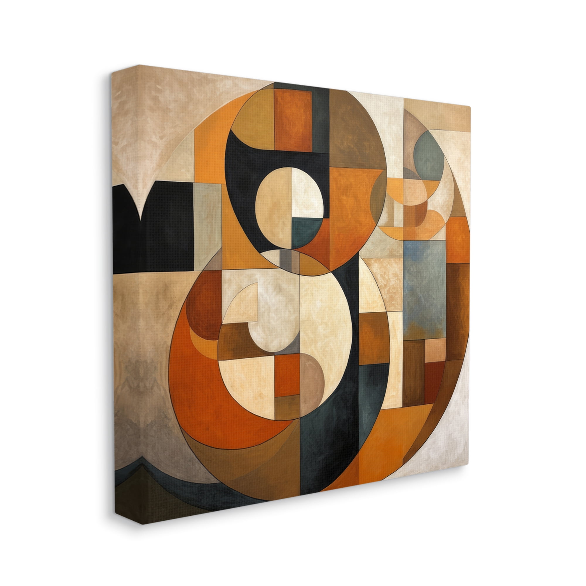 Stupell Industries Dark Contemporary Shapes Abstract Painting Gallery Wrapped Canvas Art Print Wall Art, 24 x 24