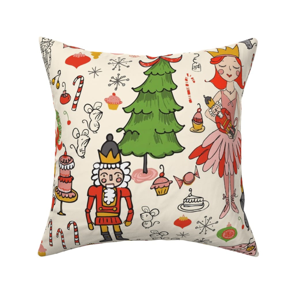 Watercolor Christmas Holiday Throw Pillow Cover w Optional Insert by Roostery 