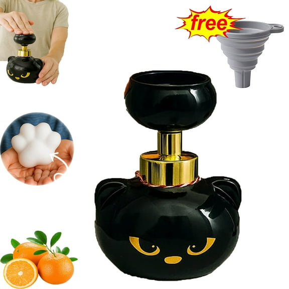 Cute Cat Paw Foam Soap Dispenser, 2025 New Cat Pawprint Soap, Cats Soaps Dispenser Creates Paw-Shaped Bubbles, Foaming Hand Dispensers, Cats Pawprint Soaps Pump Bottle, Black Foaming Pump Bottle