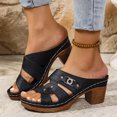 thumbnail image 2 of SACFOF Womens Open Toe Sandals Summer Casual Non Slip Slippers Orthopedic Chunky Low Heels Open Toe Casual Summer Dressy Walking Beach Slippers Hollow Out Shoes, 2 of 6